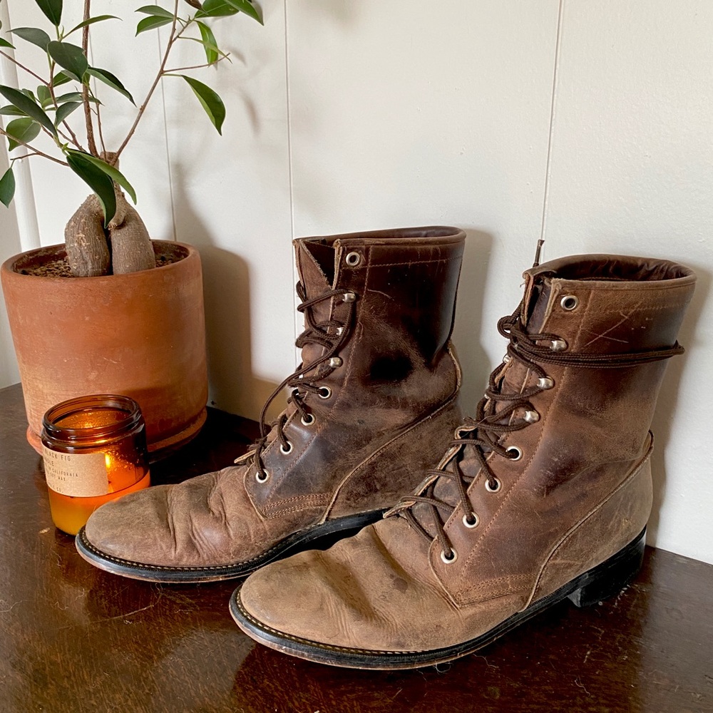 Vintage Leather Laced Boots